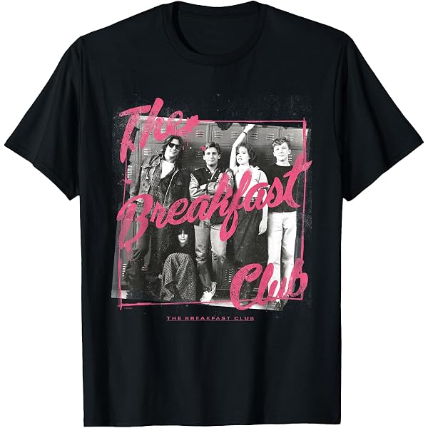 Amazon.com: Breakfast Club Pink Text Group Photograph T-Shirt